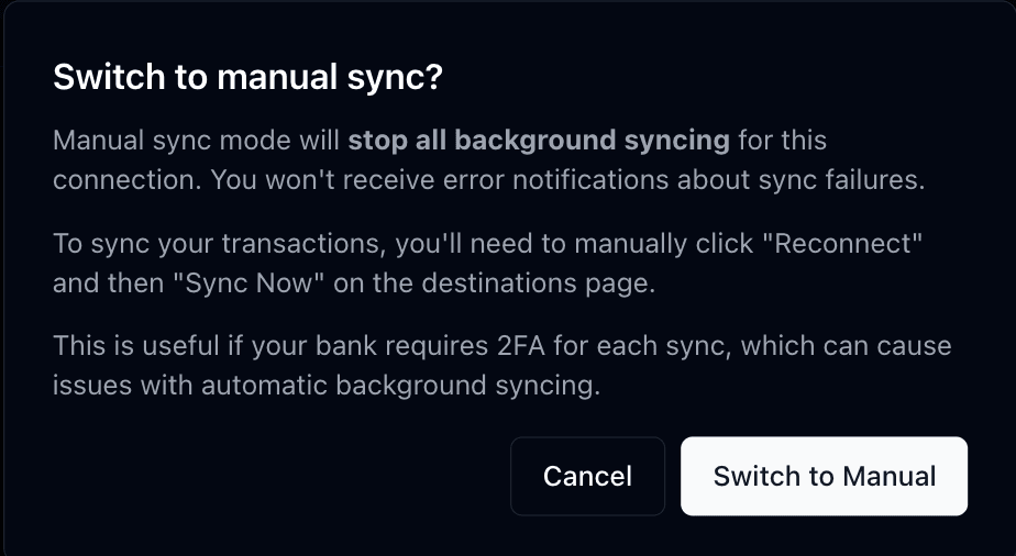 Manual sync mode toggle