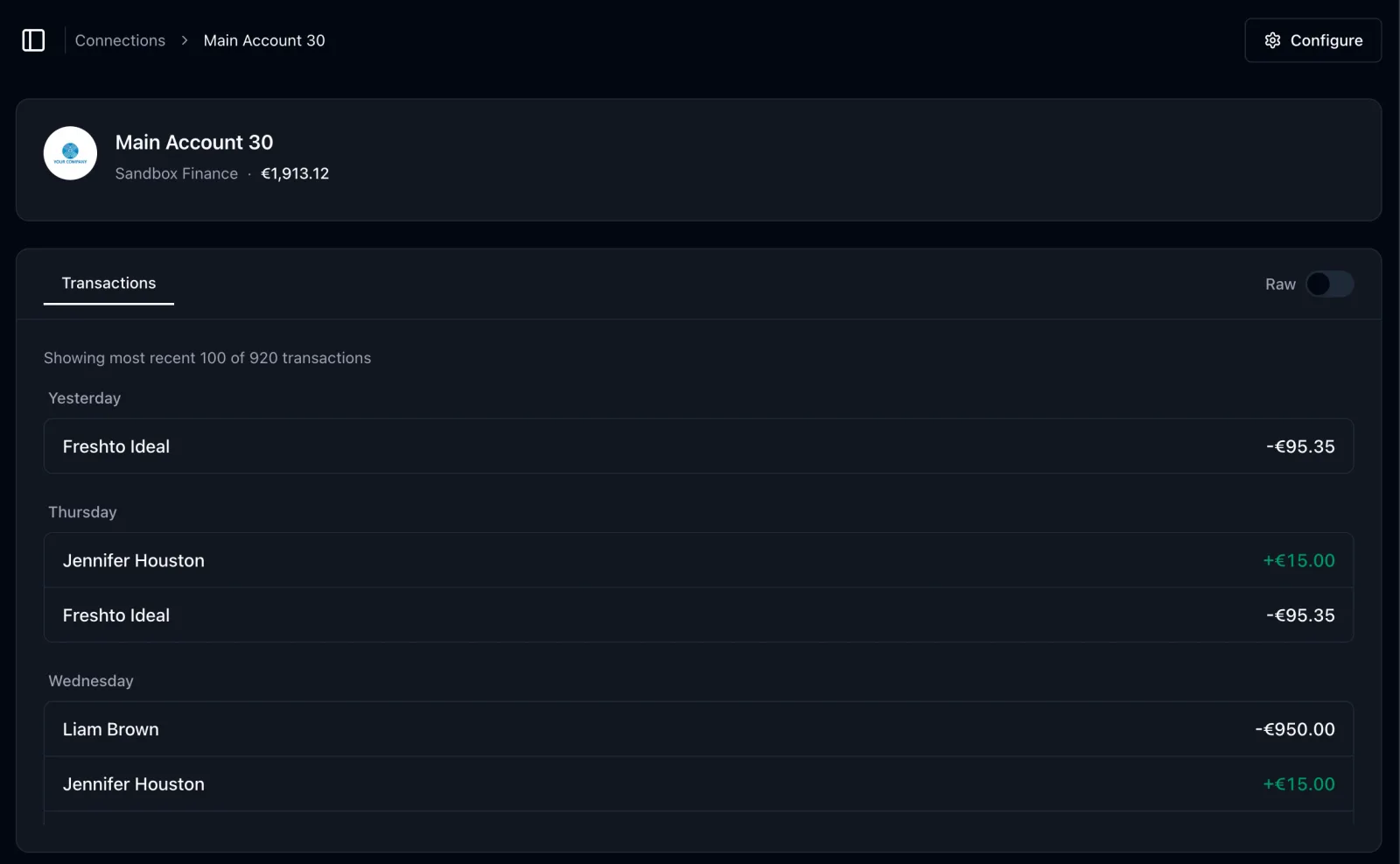 New "Account Overview" page