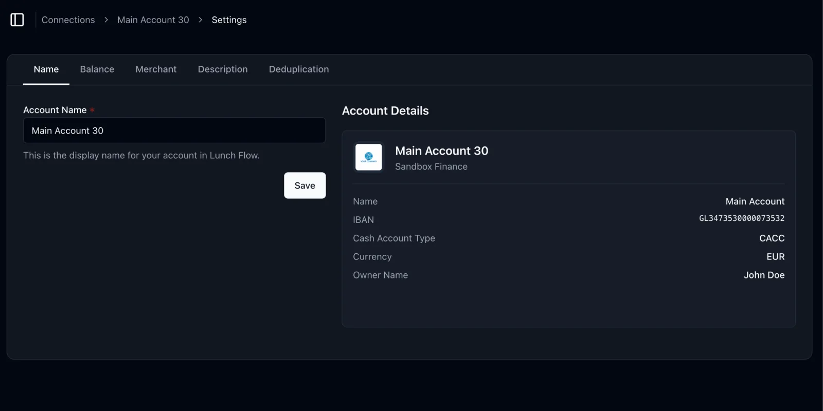New "Account Settings" page